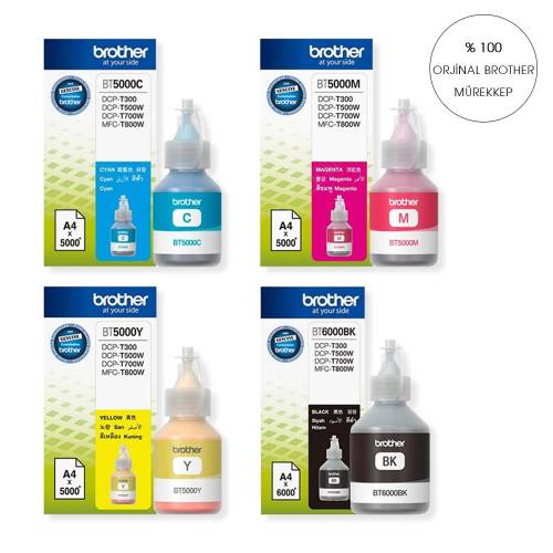 4 adet (1 TAKIM) Orijinal Brother MÜREKKEP BT5000 C T300/T310/T500/T510/T800/T810/T910 - 0