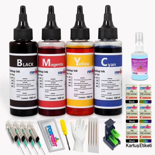 CANON YAZICILAR İÇİN KARTUŞ DOLUM SETİ 4X100ml Full Set - 0