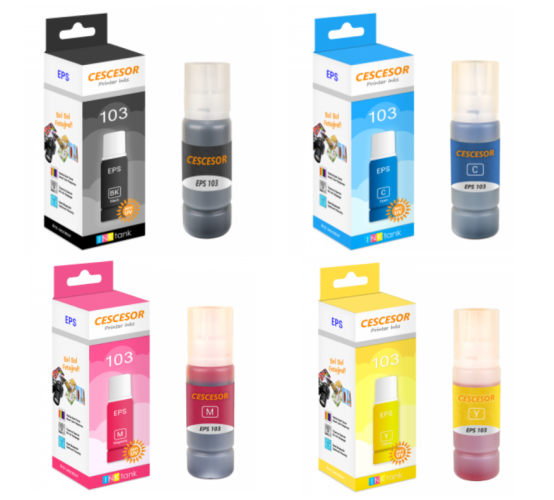 Epson 103 Solmayan Mürekkep Seti - 4x70 ml - CESCESOR Epson L3150 L3250 L1110 L3110 L3210 L3256 L3156 - 0