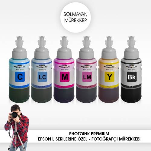 Epson uyumlu 6 lı set Solmayan Mürekkep - L800/L805/L810/L850/L1300/L1800/ l382/l386/l455/1455 - 0