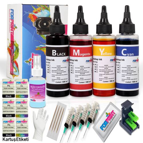 HP YAZICILAR İÇİN KARTUŞ DOLUM SETİ 4X100ml Full Set - 0