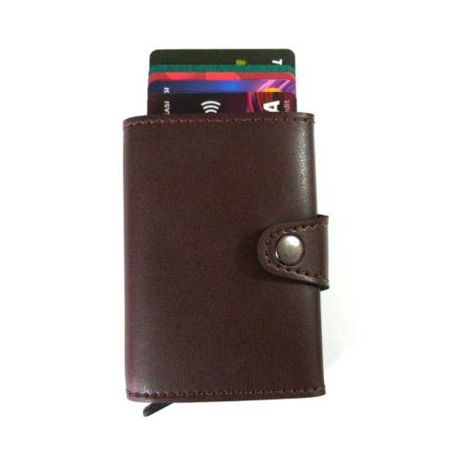 RFID Korumalı Para Bölmeli Mekanizmalı Deri Cüzdan Kartlık - 5