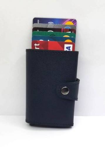 RFID Korumalı Para Bölmeli Mekanizmalı Deri Cüzdan Kartlık - 6