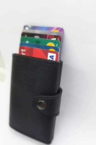 RFID Korumalı Para Bölmeli Mekanizmalı Deri Cüzdan Kartlık - 8