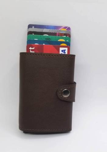 RFID Korumalı Para Bölmeli Mekanizmalı Deri Cüzdan Kartlık - 10