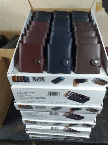 RFID Korumalı Para Bölmeli Mekanizmalı Deri Cüzdan Kartlık - 13
