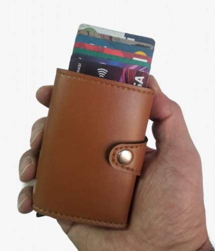 RFID Korumalı Para Bölmeli Mekanizmalı Deri Cüzdan Kartlık - 16